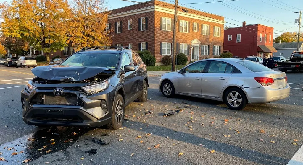 Car accidented in Connecticut crossroad